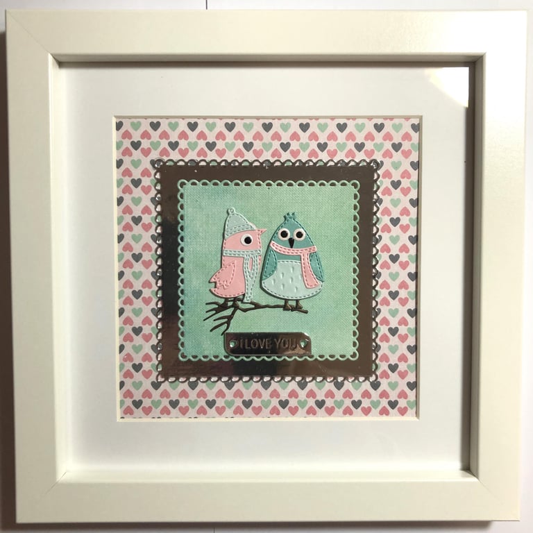 Handmade Love Birds Framed Art: Unique Valentine's Friend's Keepsake