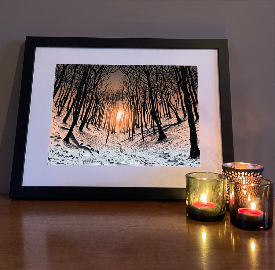 'Woodland Sunset' digital print