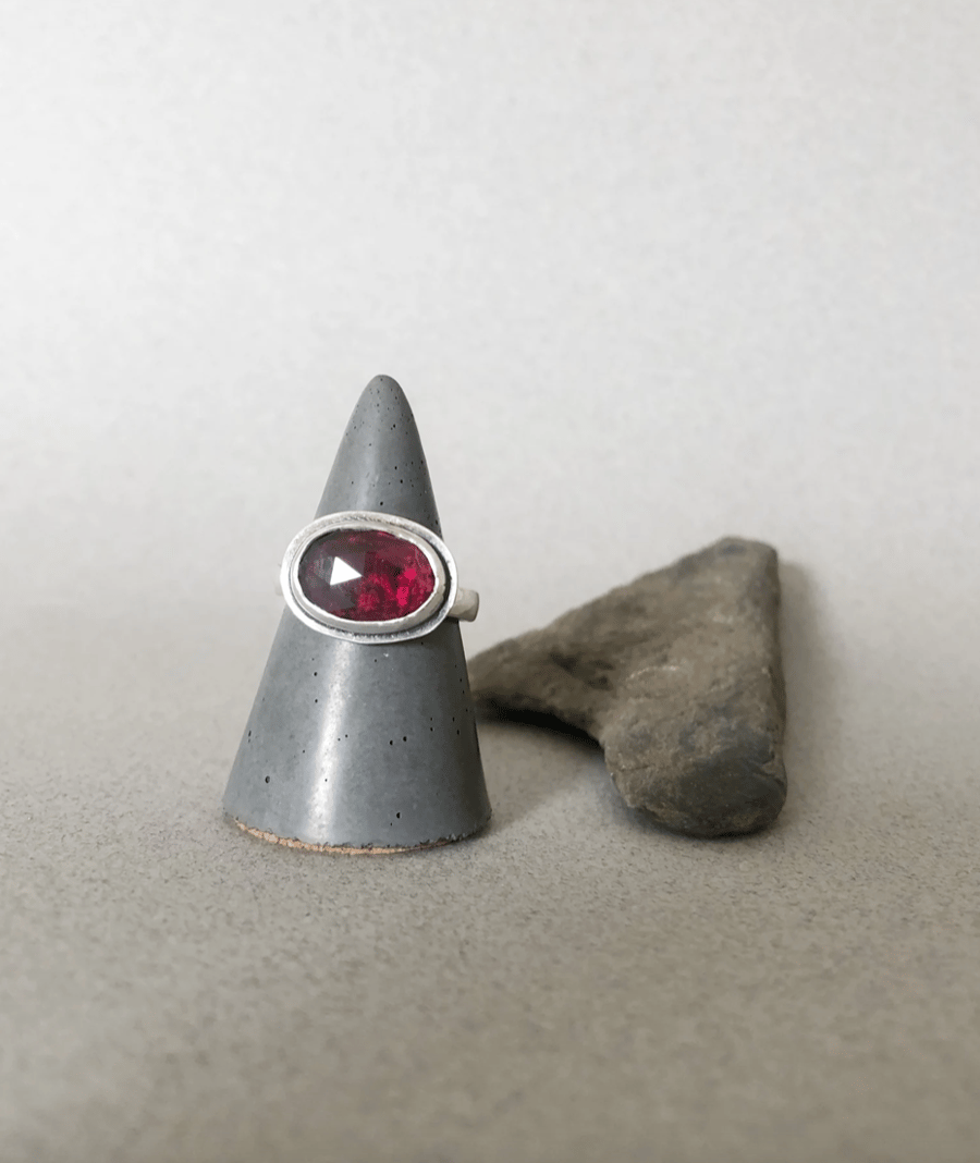 Garnet Ring - Silver Ring