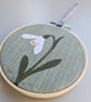 Snowdrop mini hoop, handmade hanging decoration, embroidered - Image 9