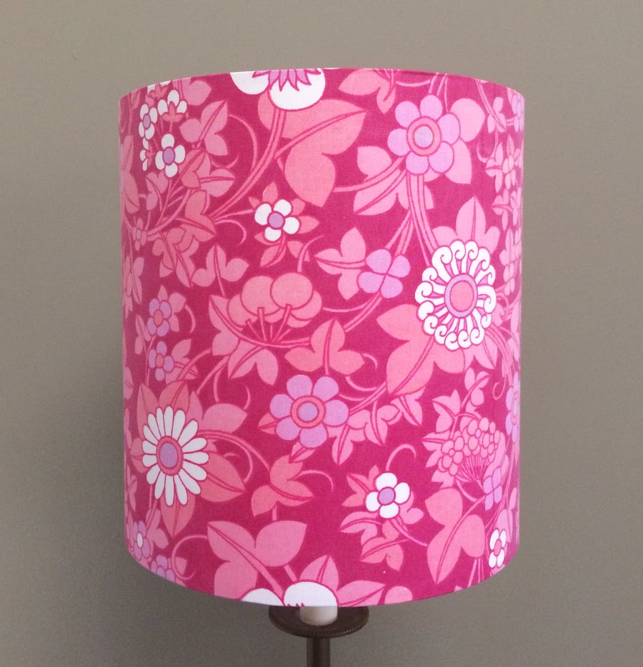 Sweet Sugar Candy Pink  Floral 60s 70s Jonelle Vintage fabric Lampshade