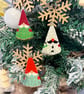 Christmas tree snow-gnome earrings in pale green and bright red - Image 5