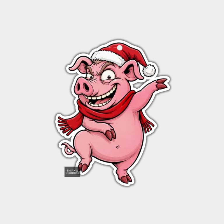 Unique Funny Christmas Gift Tags For Adults, 6pk - Cheeky Dancing Pig