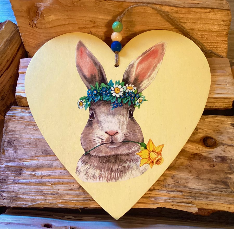 Extra Large Rabbit Wooden Heart