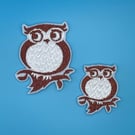Cute Owl Embroidered Iron-On Patch - available in 2 sizes