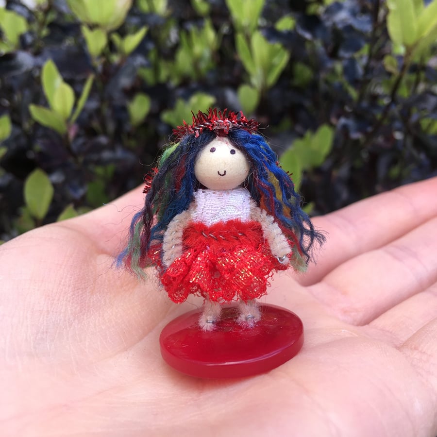 Extra Tiny Button Fairy Decoration - Rainbow