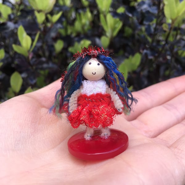 Extra Tiny Button Fairy Decoration - Rainbow