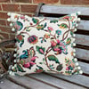 Vintage print linen and velvet cushion cover
