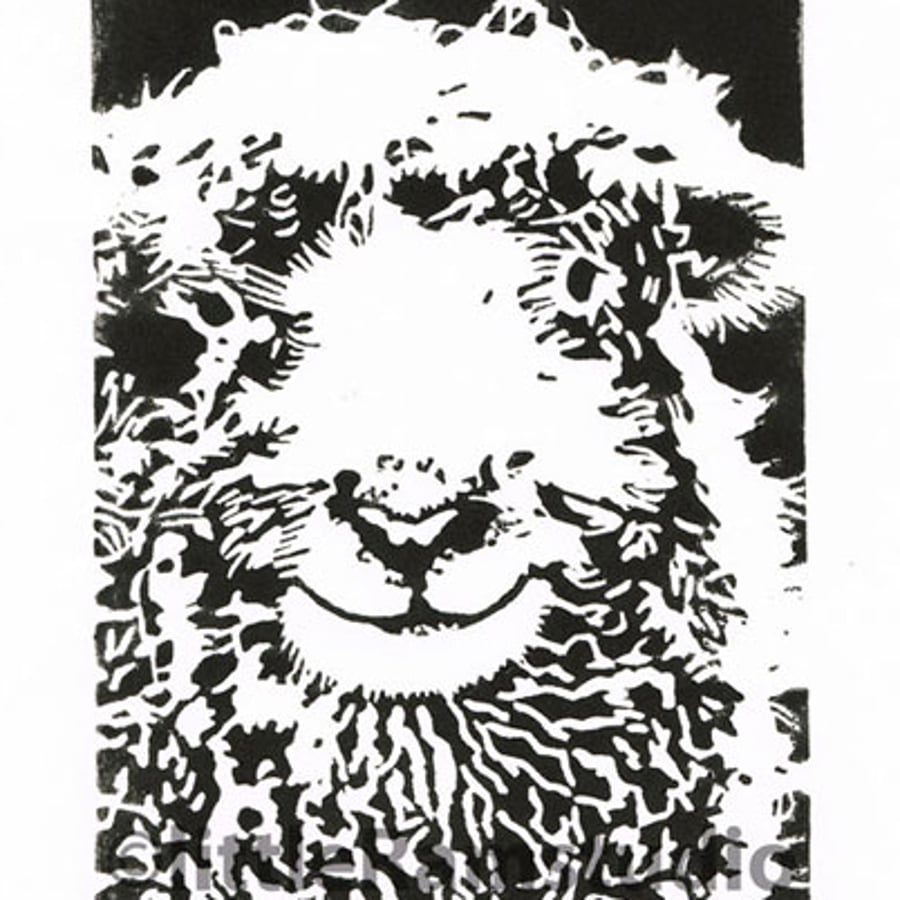 Sheep - Dartmoor Grey Faced Sheep - Original Hand Pulled Linocut Print