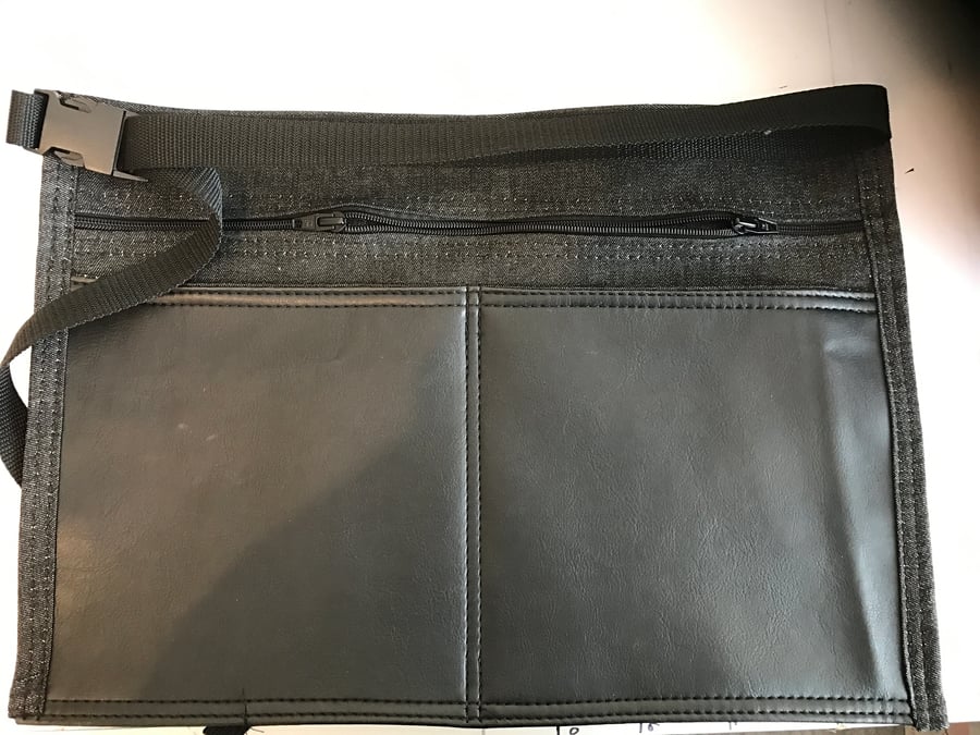 Faux leather and Black denim money bag money belt