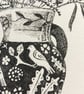 Vase with wild flowers black ink original drawing  - Image 4