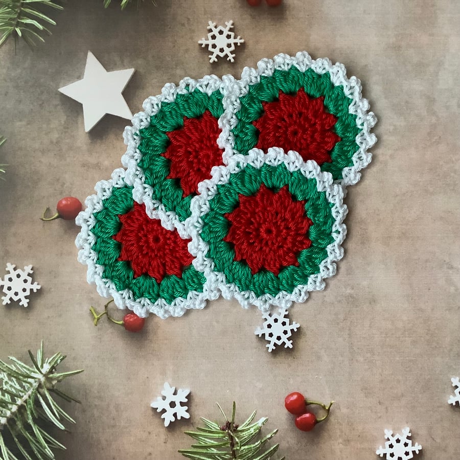 Crochet Christmas Coasters