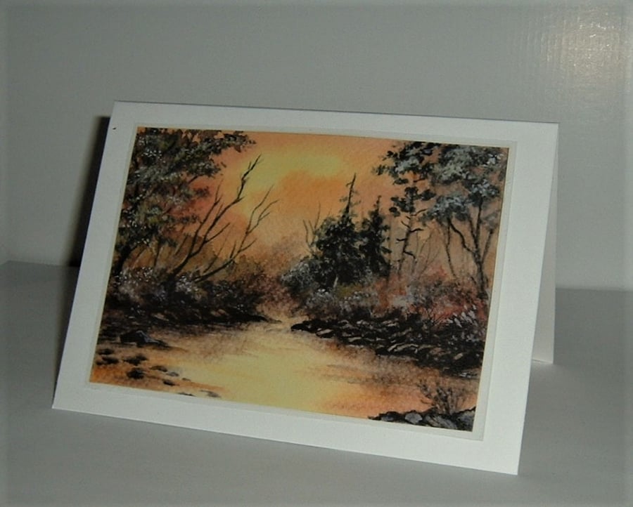 Landscape painting blank greetings card ( ref F 600)