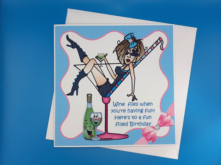 Funny Birthday Card For Her, Decoupage, Large Card