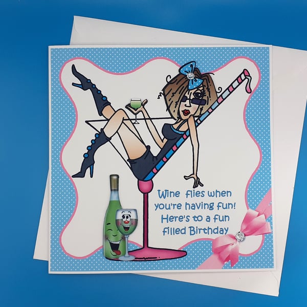 Funny Birthday Card For Her, Decoupage, Large Card