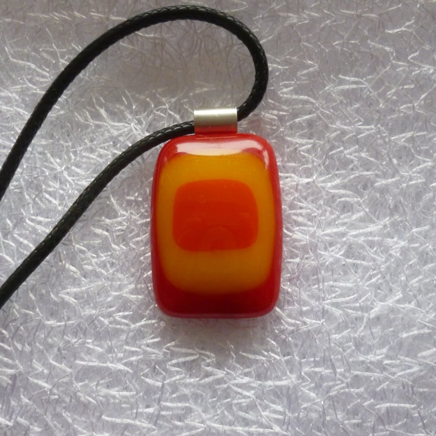 Fused Glass Autumn Colours Pendant with 925 Silver Bail