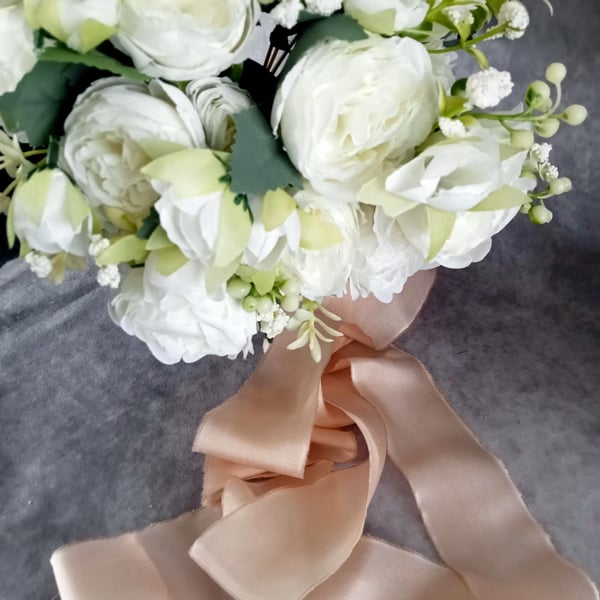 Hand-Dyed Habotai Silk Ribbon: Soft Pale Gold Bridal Bouquet Wedding Ribbon