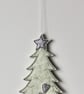 'Christmas Tree with a Glitter Star and Heart'- Hanging Decoration - Image 2