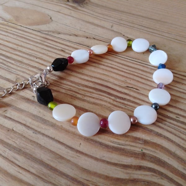 Handmade bracelet made using pre-loved beads.