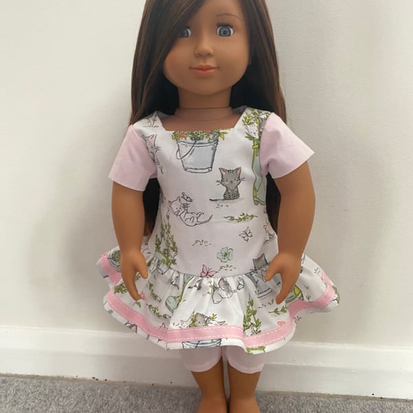 Dolls Clothes Tunic Dress and Cropped Trousers 