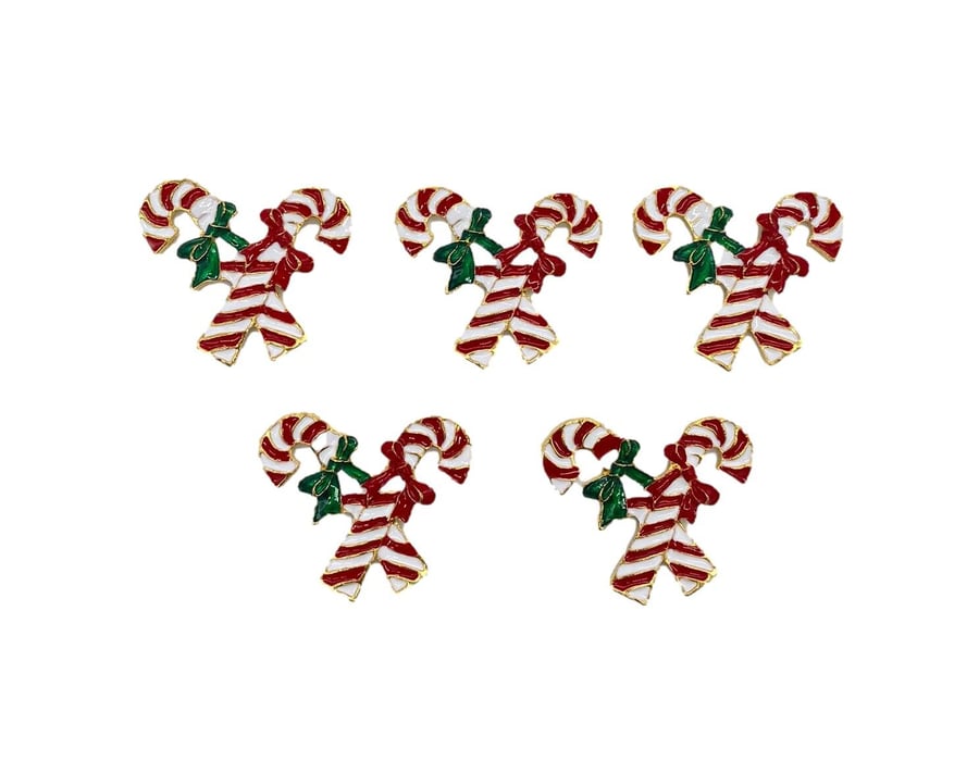5pcs Candy Cane Pair Christmas Embellishments for Christmas Crafts and Scrapbook