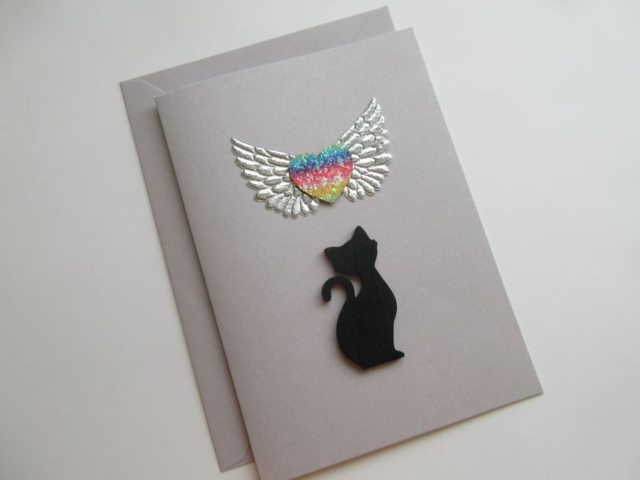 Cat Pet Loss Sympathy Condolences Greetings Card Rainbow Bridge