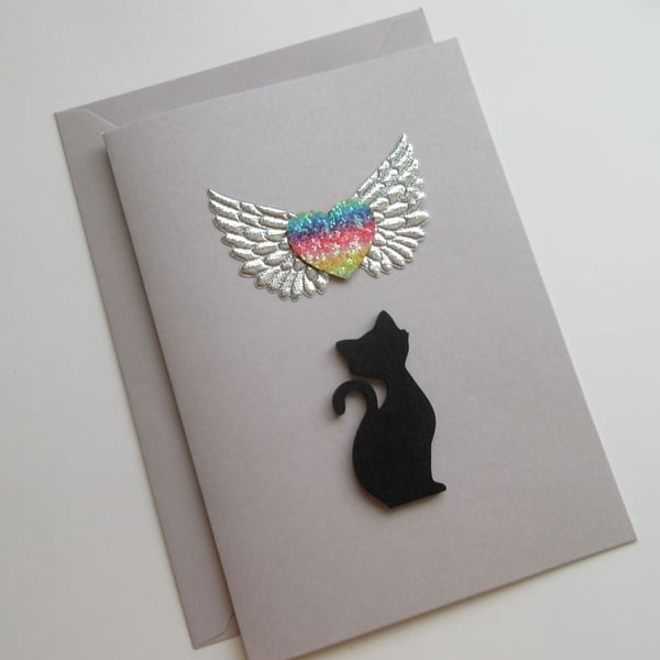 Cat Pet Loss Sympathy Condolences Greetings Card Rainbow Bridge