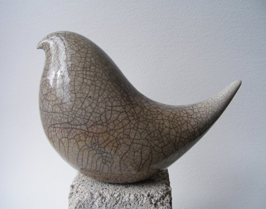 Raku fired bird (D)