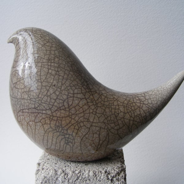 Raku fired bird (D)