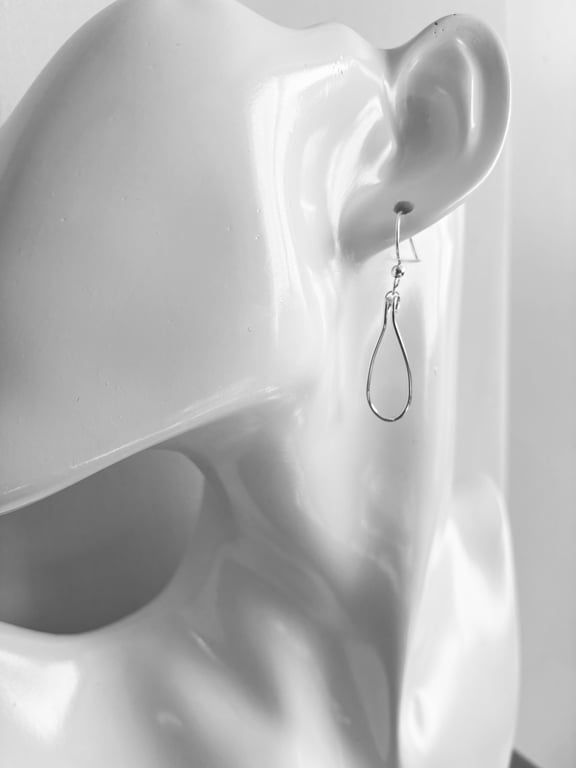 Elegant Tear-drop Shaped Earrings in Sterling Silver