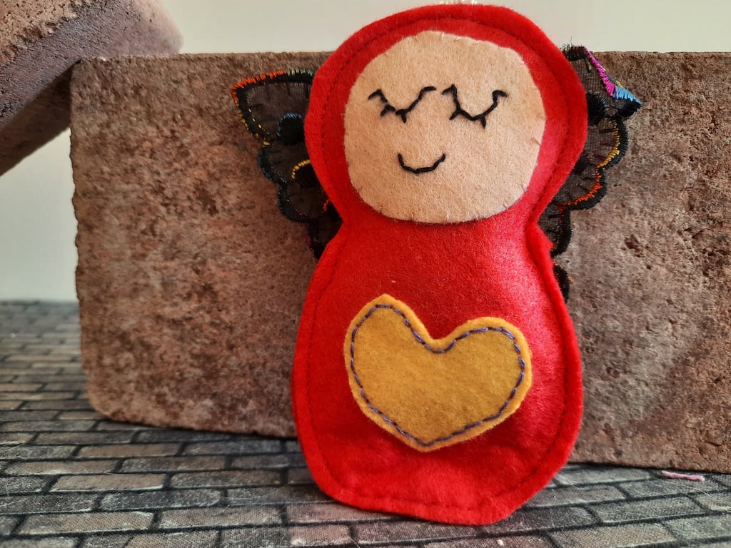 Red Angel Lavender Bag - Heart Embellishment
