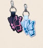 Graceful Butterfly Keyring - Embroidered Faux Leather Bag Charm