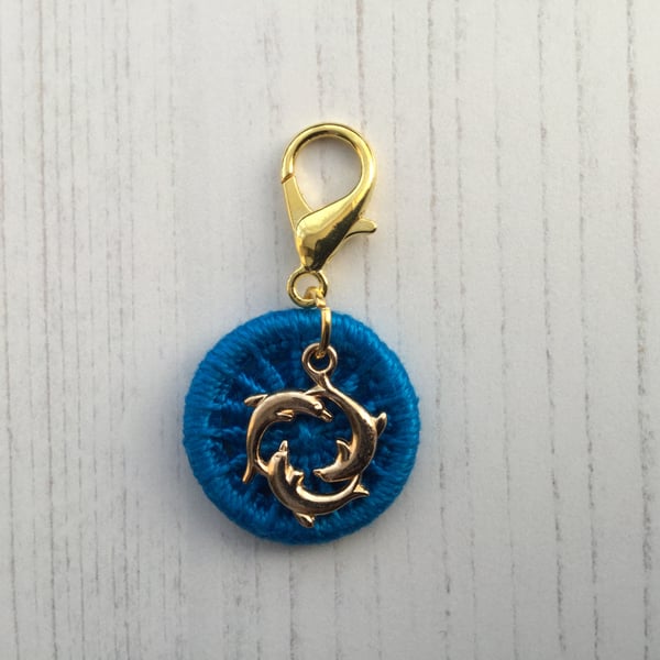 Dorset Button and Dolphin Charm Journal Charm Bag Charm