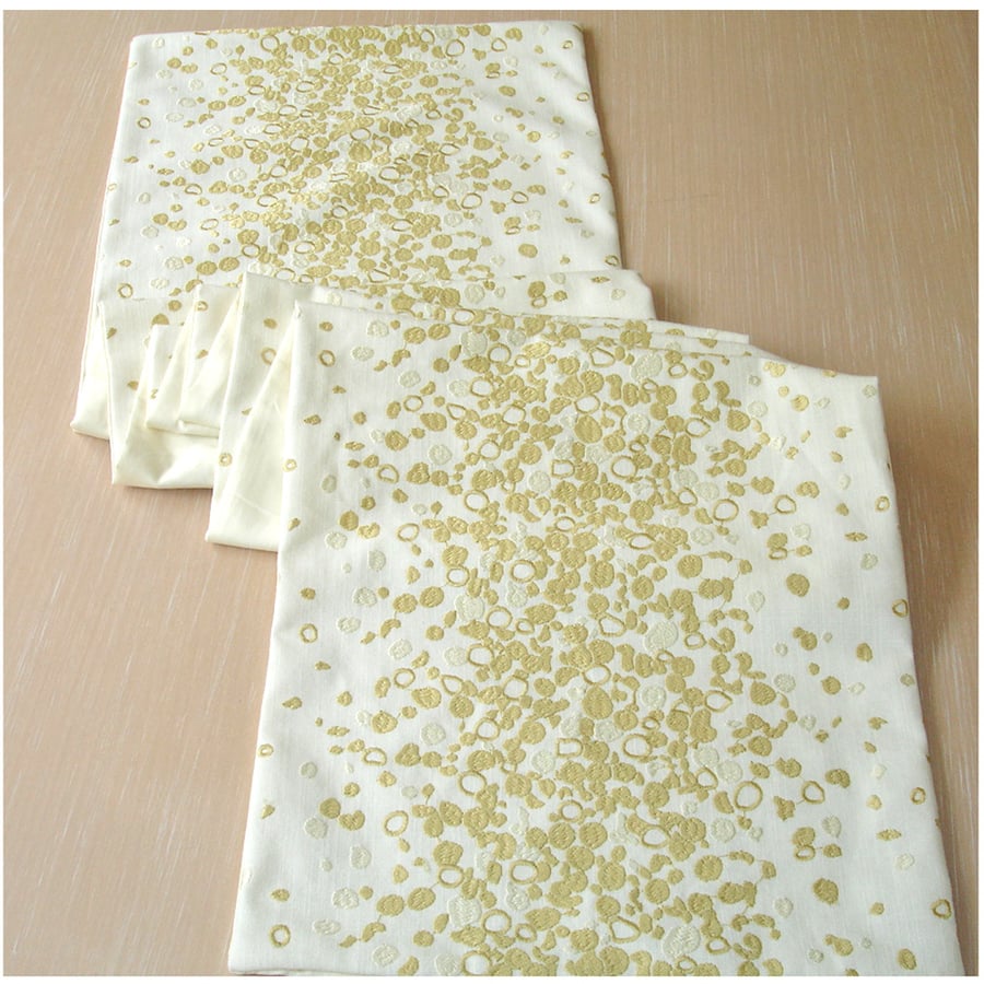 Gold 6ft Table Runner 72" Embroidered Wedding Luxury