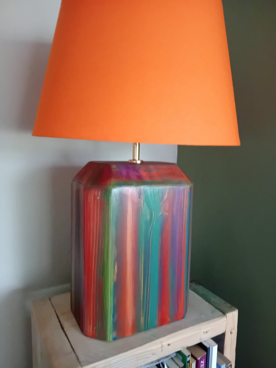 Tropical Sunset Coastal Cottage Wood Lamp Base Hand Painted Old Boatwood Style 