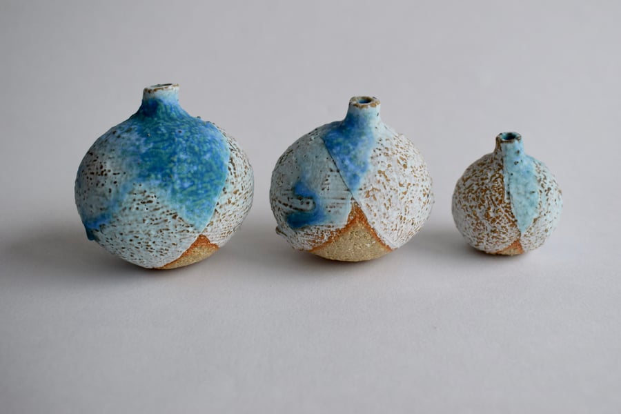 Set of Three Little Ceramic  Bottles