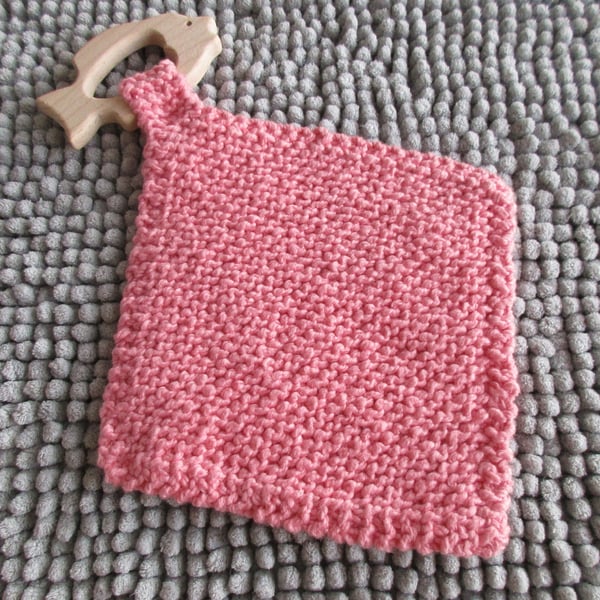 Fish Shaped WoodenTeether with Pink Comforter