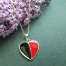 Sterling Silver Heart Pendant, Silver Heart Necklace, Resin Pendant