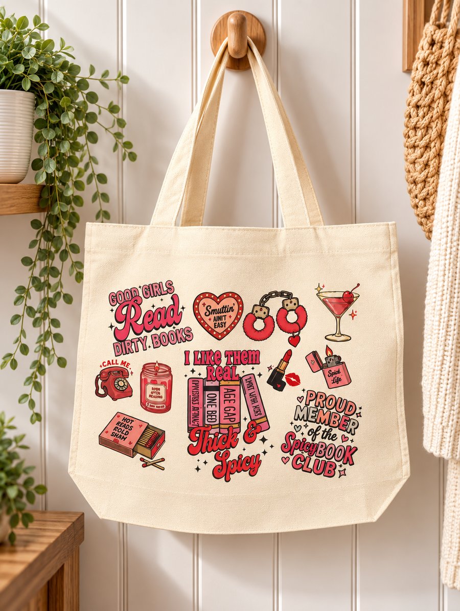 Spicy Book Club Tote Bag – Romance Reader Book Lover Bag with Zip
