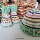 Designer Baby Pure Merino Wool Booties & Hat Gift Set 0-3 months size