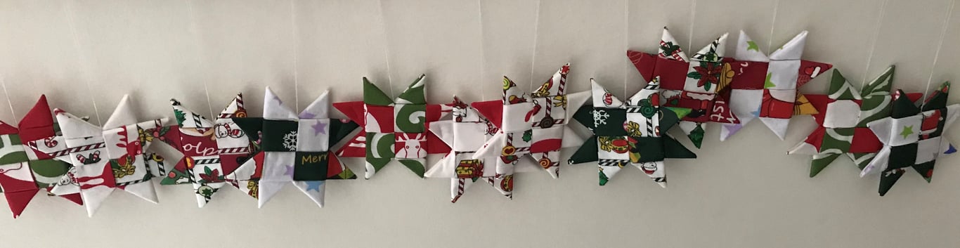 Christmas hand folded fabric hanging star Christmas fabric decorations 