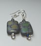 Clear matt peacock rectangular earrings - Image 2