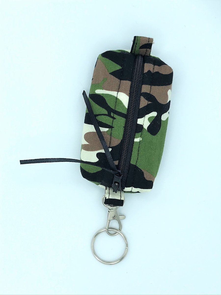 Camouflage Keyring bag for face mask, earphones, dog treats, coin purse, etc.