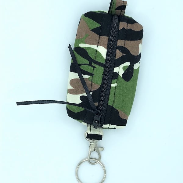 Camouflage Keyring bag for face mask, earphones, dog treats, coin purse, etc.