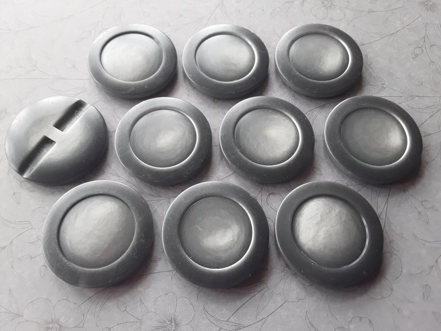  38mm 60L 1 &1 2" Vintage Grey Buttons pre. 1960's x 2