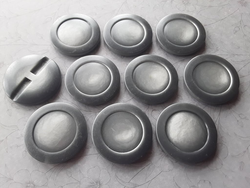  38mm 60L 1 &1 2" Vintage Grey Buttons pre. 1960's x 2