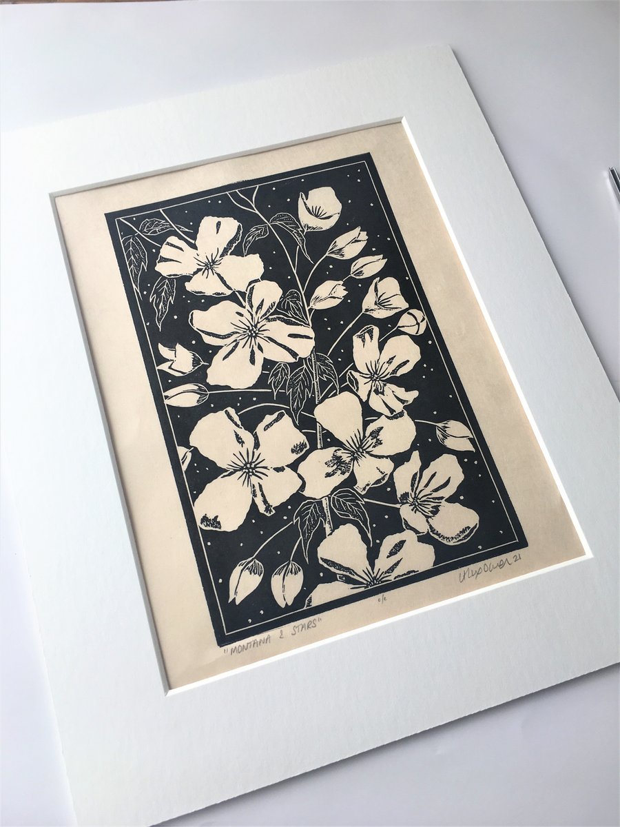 Linoprint "Montana & Stars"
