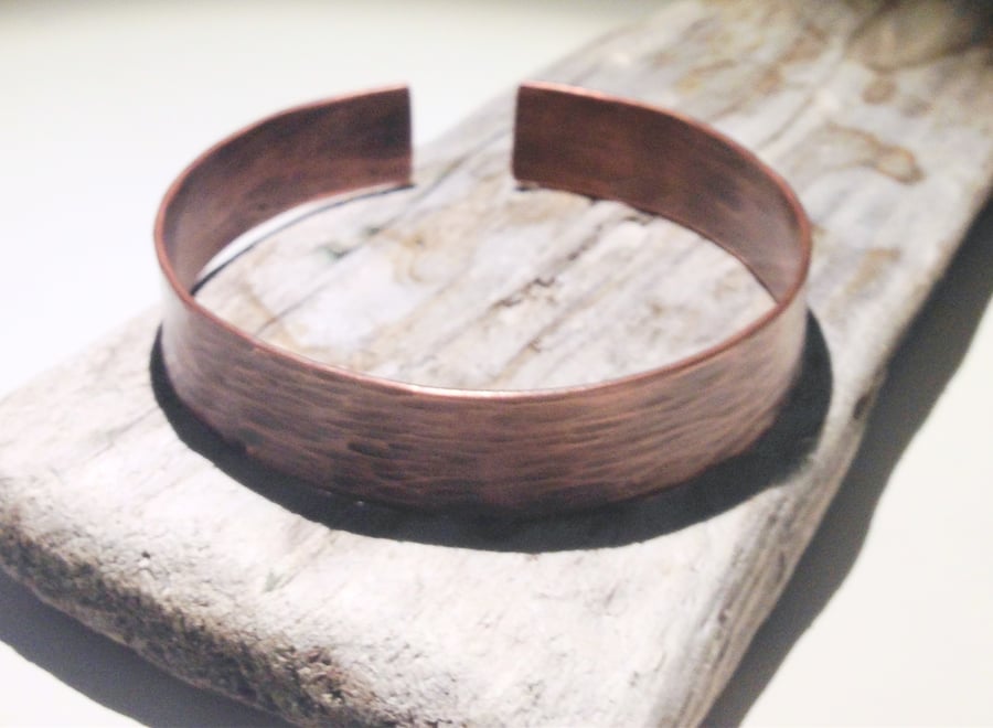 Hammered Copper Cuff Bangle - UK Free Post