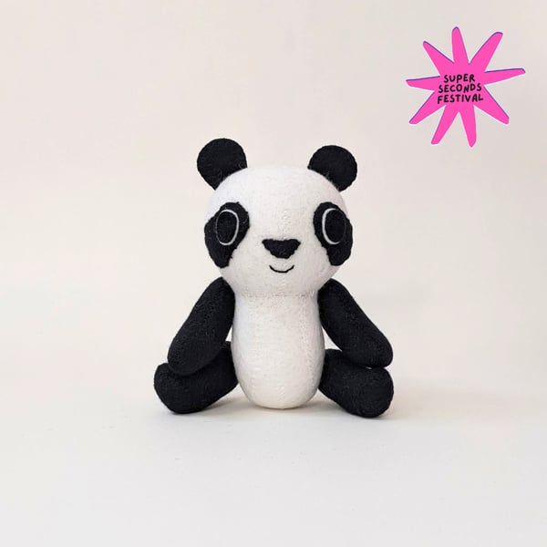 Happy Panda, wool felt sculpture, Super Seconds Festival