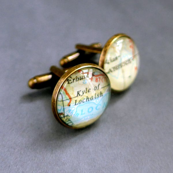 Custom Cuff Links with Vintage Maps